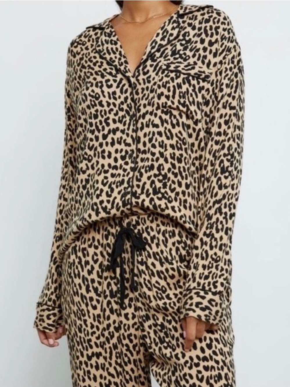 NWT Rails Clara Pajama Set XS Sand Jaguar Leopard Animal Print Rayon Lounge - Picture 6 of 16
